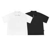 Pique Zip-Neck Polo Shirt-streetwear-techwear