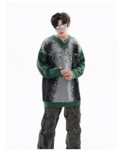 Pixel Print Rhinestone Sweater-streetwear-techwear