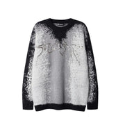 Pixel Print Rhinestone Sweater-streetwear-techwear