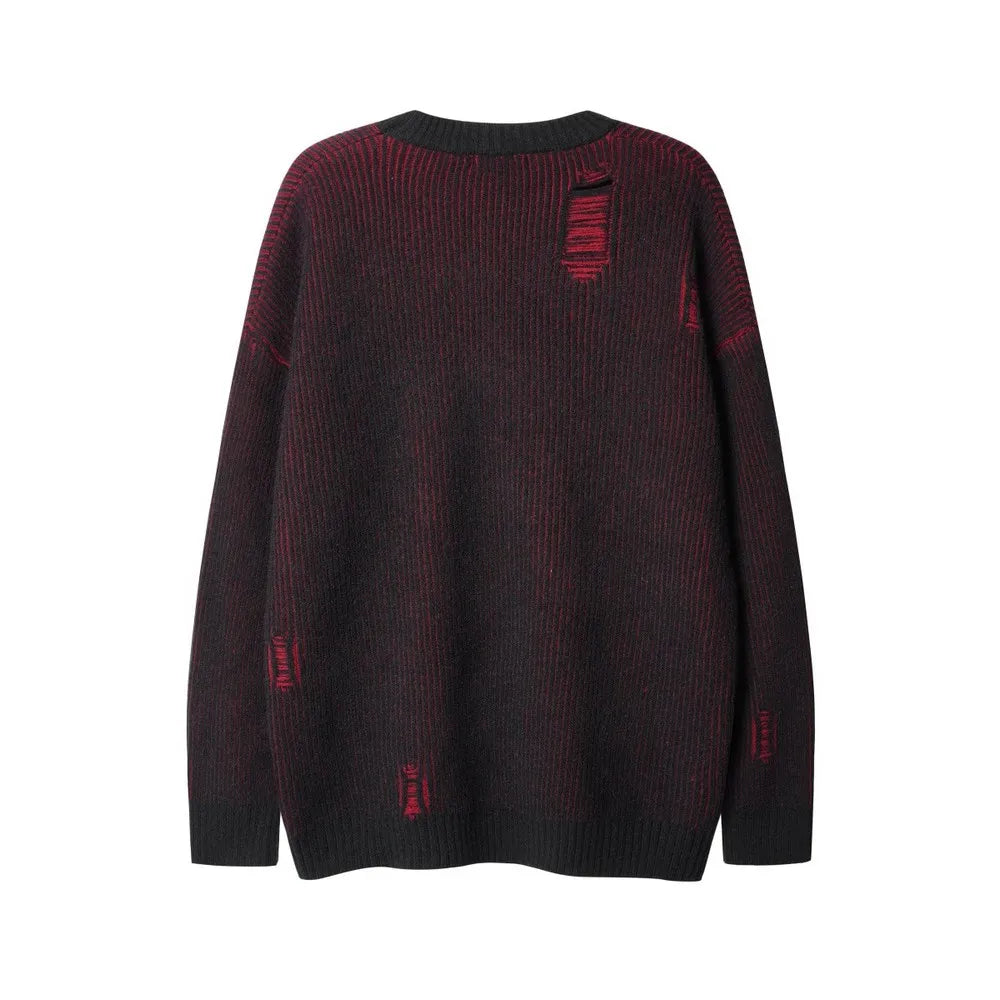 Plated Rib Distressed Sweater-streetwear-techwear