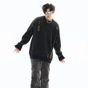 Plated Rib Distressed Sweater-streetwear-techwear