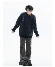 Plated Rib Distressed Sweater-streetwear-techwear