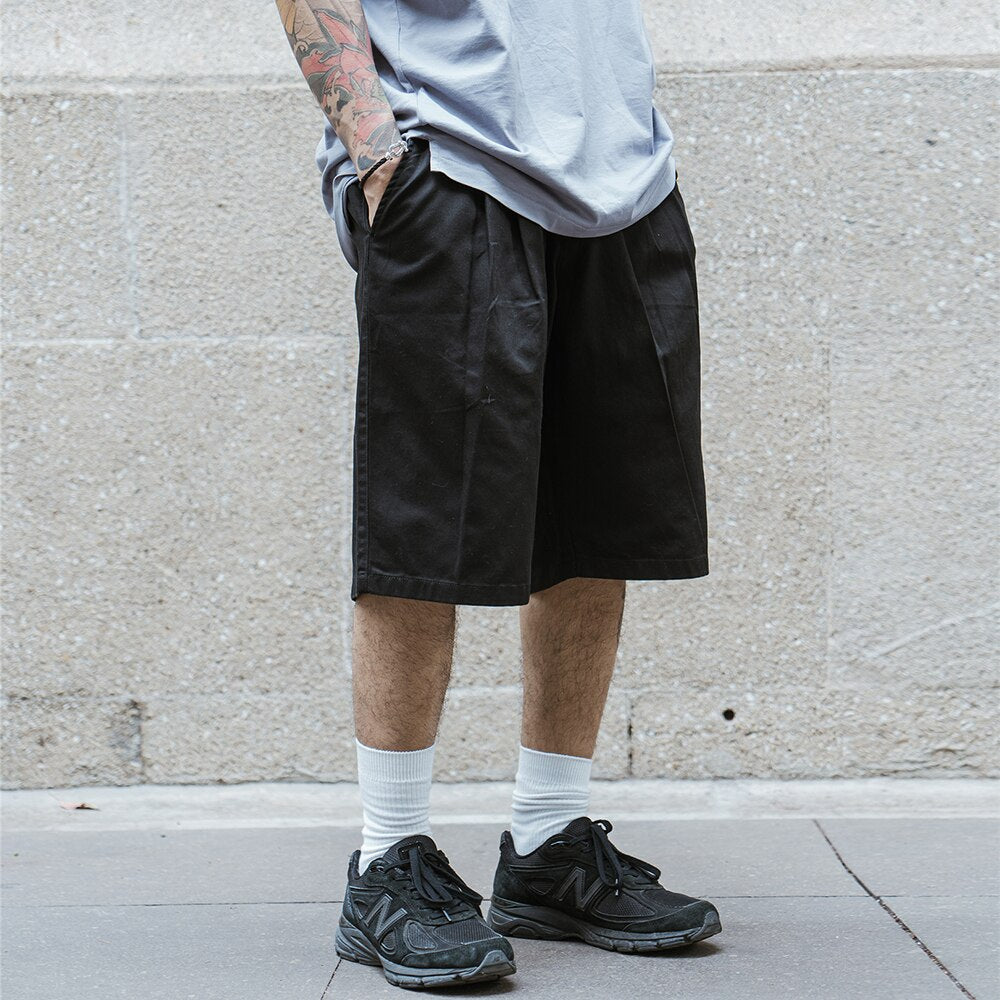 Pleated Front Knee Length Skater Shorts