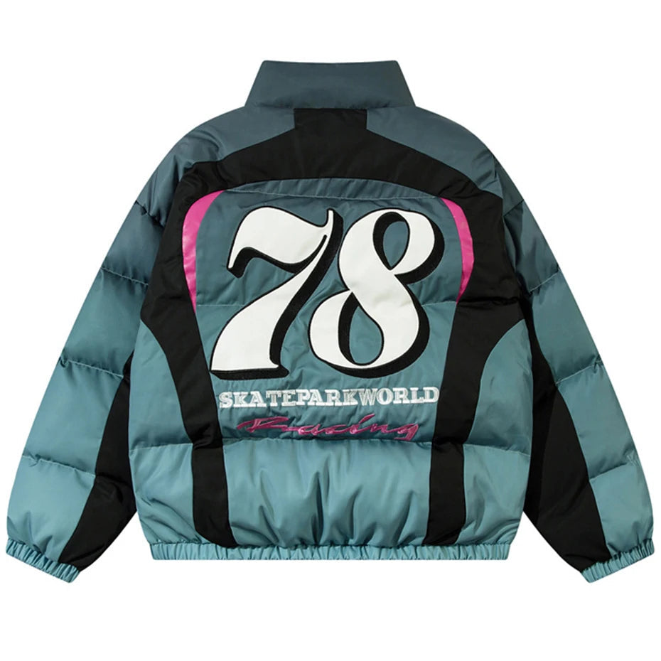 Racing Graphics Gradient Puffer Jacket-streetwear-techwear