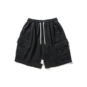 Raw Hem Cargo Jogger Shorts-streetwear-techwear