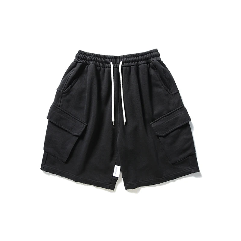 Raw Hem Cargo Jogger Shorts-streetwear-techwear