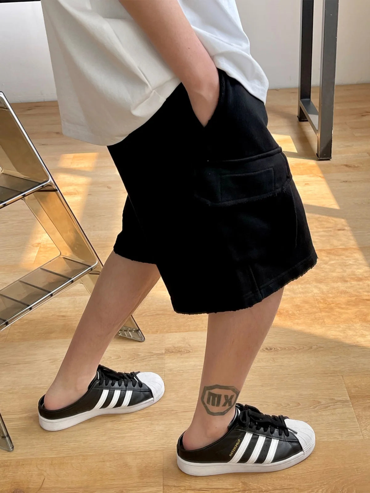 Raw Hem Cargo Jogger Shorts-streetwear-techwear