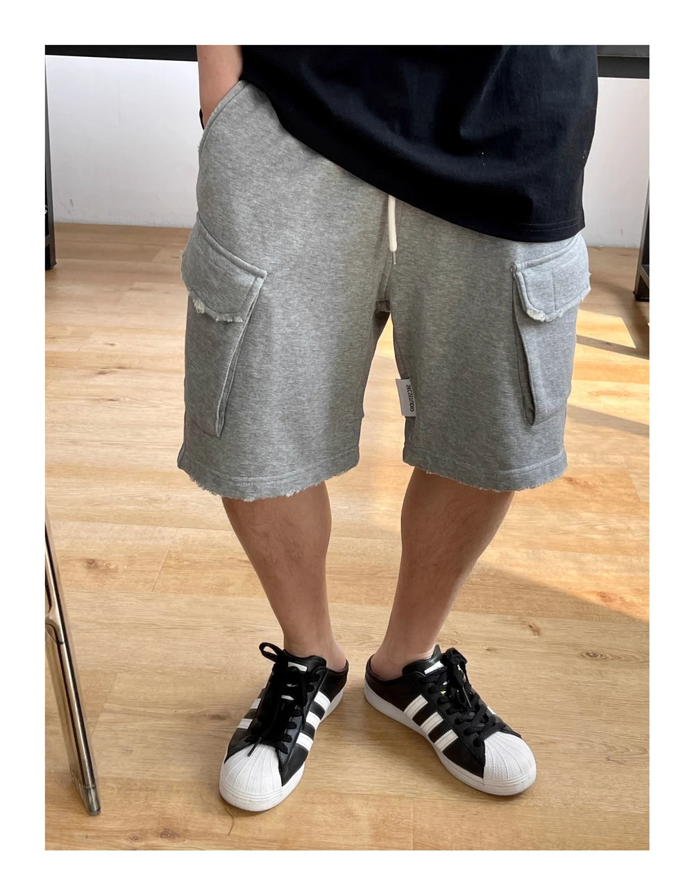 Raw Hem Cargo Jogger Shorts-streetwear-techwear