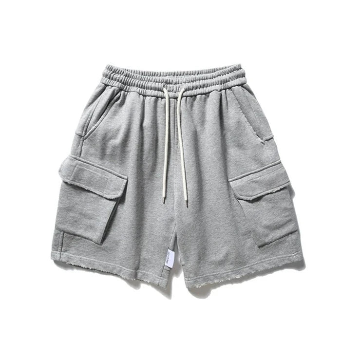 Raw Hem Cargo Jogger Shorts-streetwear-techwear