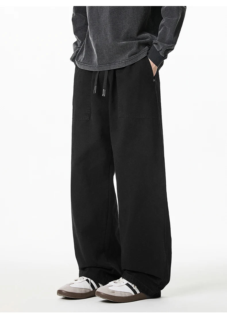 Relaxed Drawstring Washed Cargo Pants-streetwear-techwear