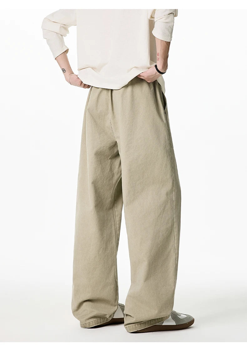 Relaxed Drawstring Washed Cargo Pants-streetwear-techwear