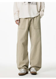 Relaxed Drawstring Washed Cargo Pants-streetwear-techwear