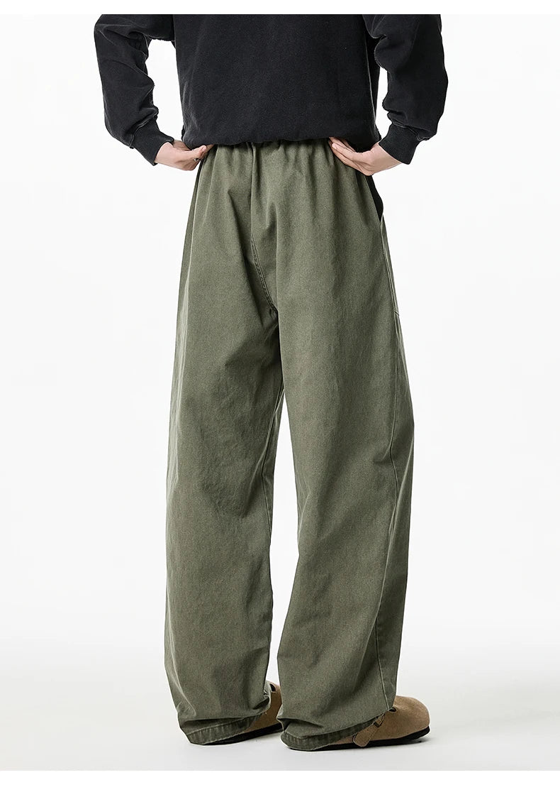 Relaxed Drawstring Washed Cargo Pants-streetwear-techwear