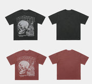 Retro Skulls Washed Graphic T-Shirt-streetwear-techwear