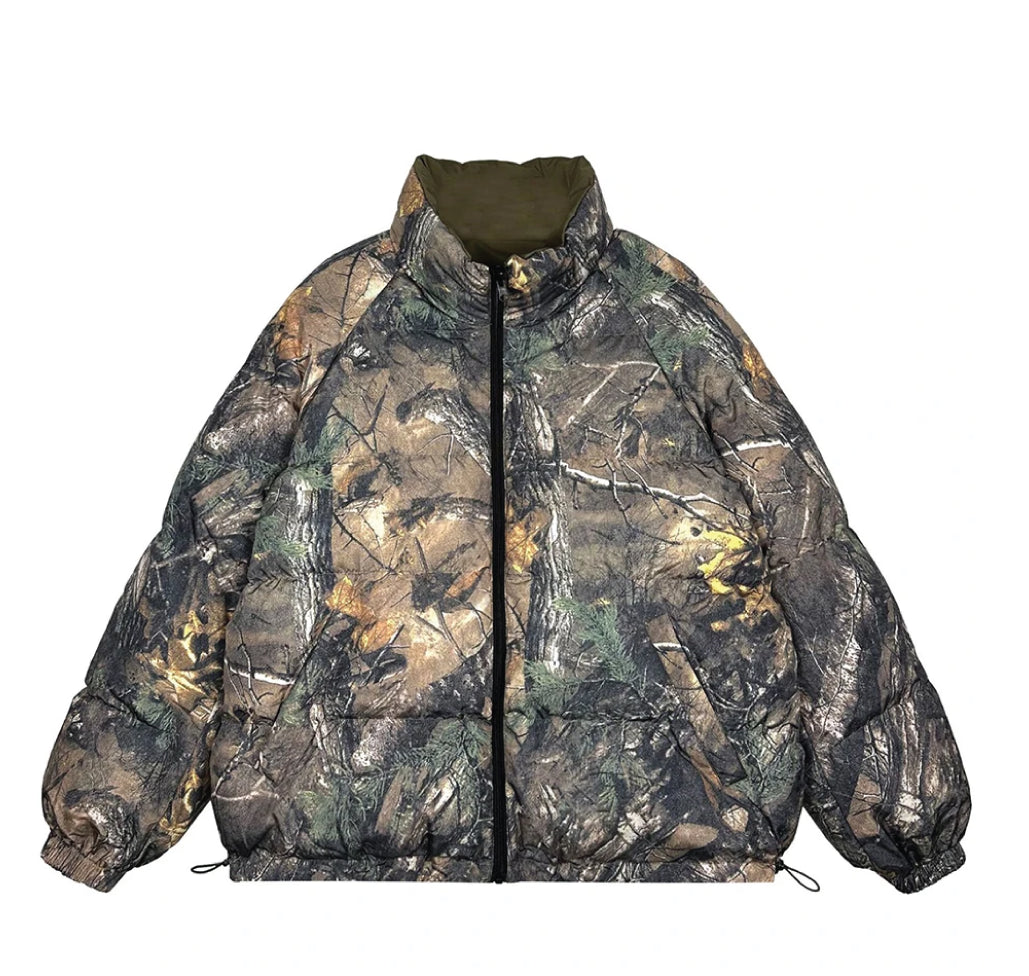 Reversible Woodland Camo Puffer Jacket-streetwear-techwear