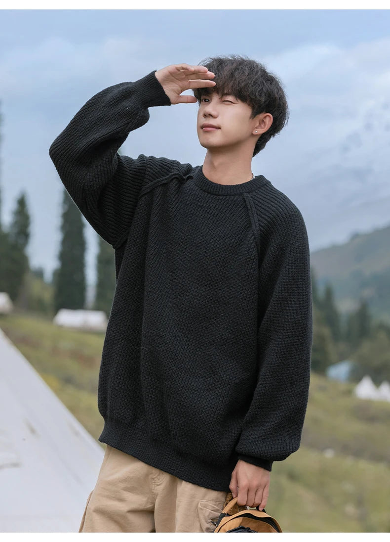 Rib Knit Fisherman Sweater-streetwear-techwear