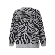 Ripped Wavy Graphic Sweater-streetwear-techwear