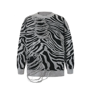 Ripped Wavy Graphic Sweater-streetwear-techwear