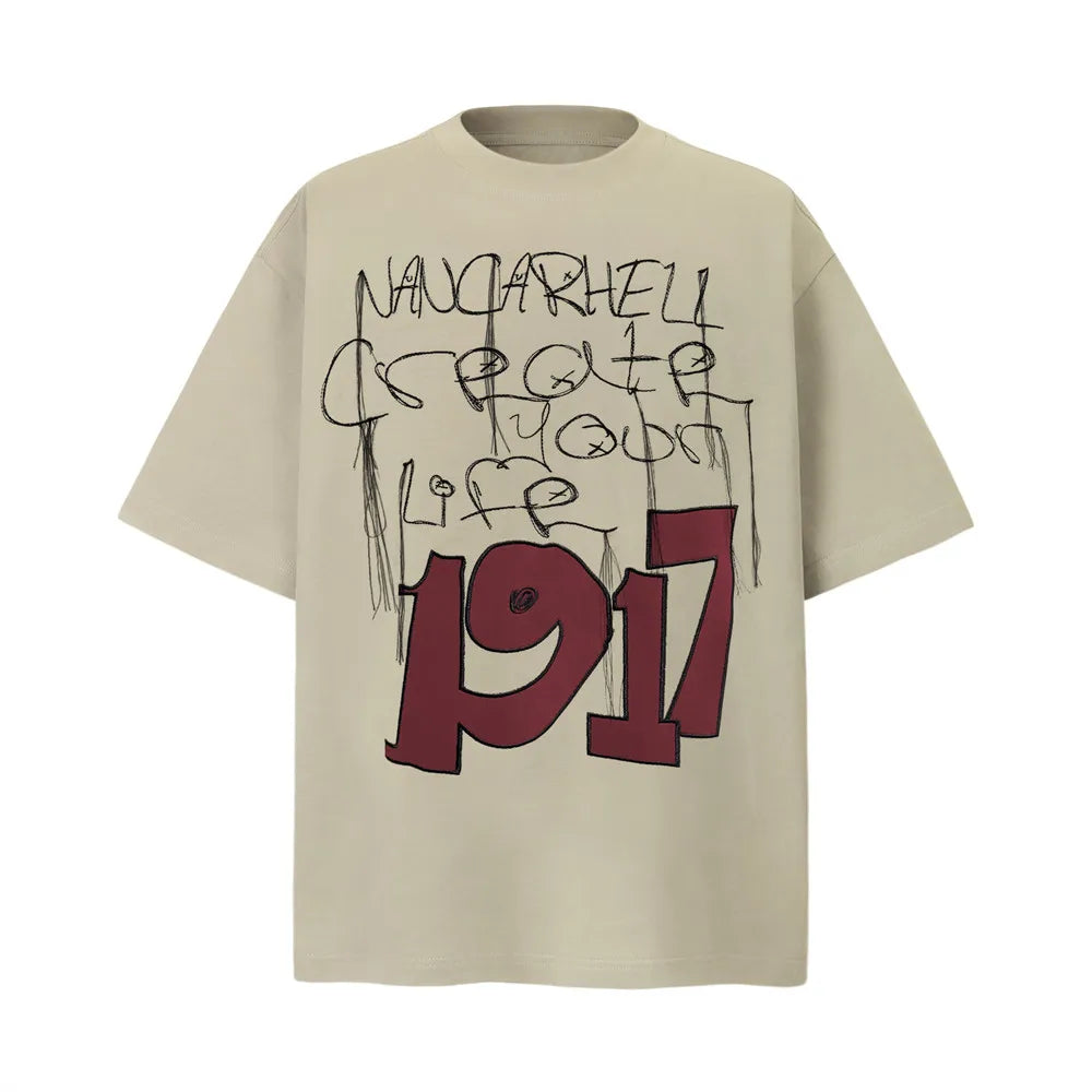 VANCARHELL 'Create Your Life' Embroidered Loose Thread T-Shirt