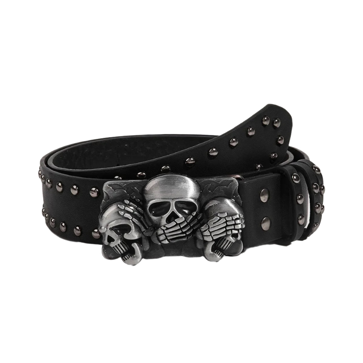 Skeleton Buckle Studded Belt-streetwear-techwear