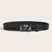 Skeleton Buckle Studded Belt-streetwear-techwear