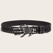 Skeleton Buckle Studded Belt-streetwear-techwear