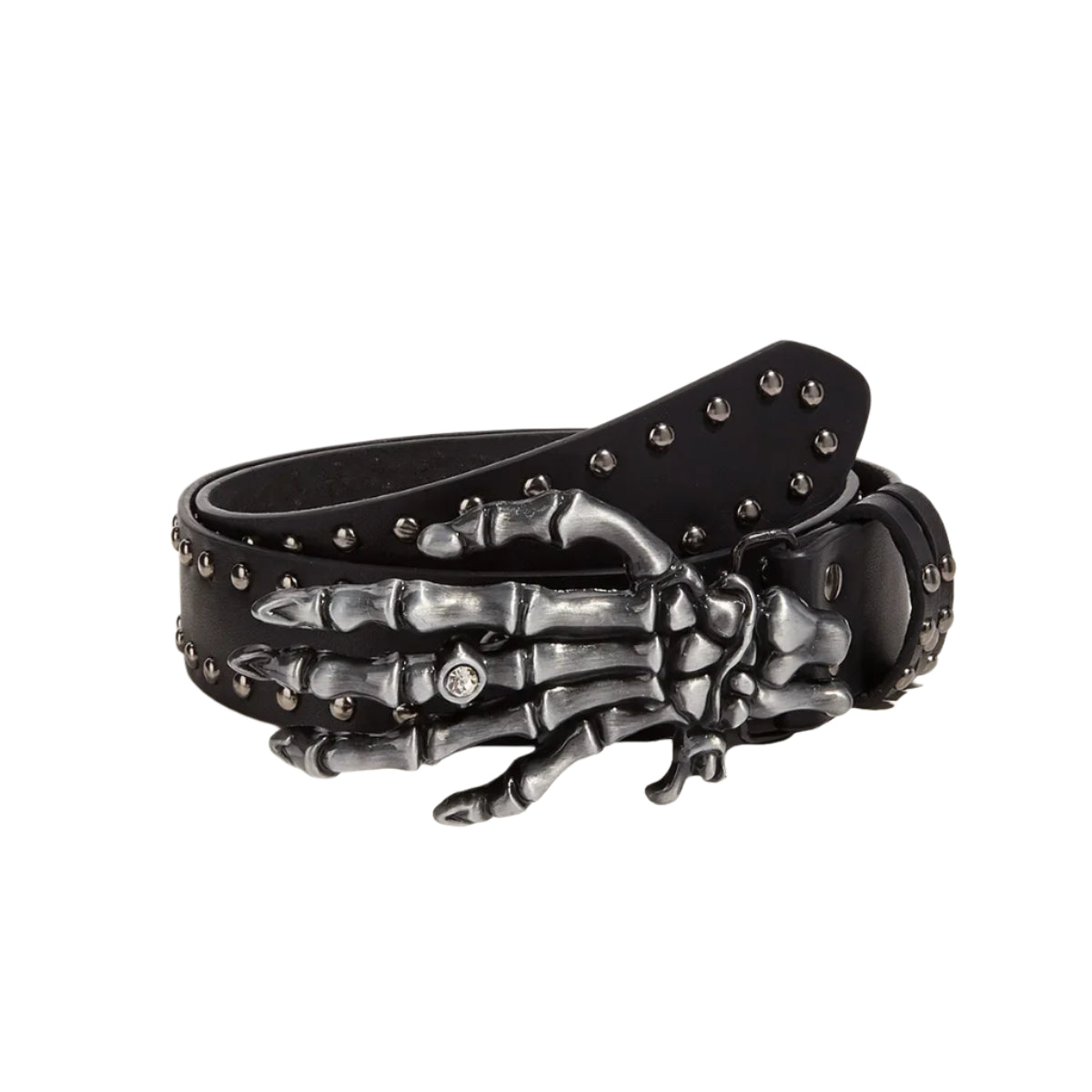 Skeleton Buckle Studded Belt-streetwear-techwear