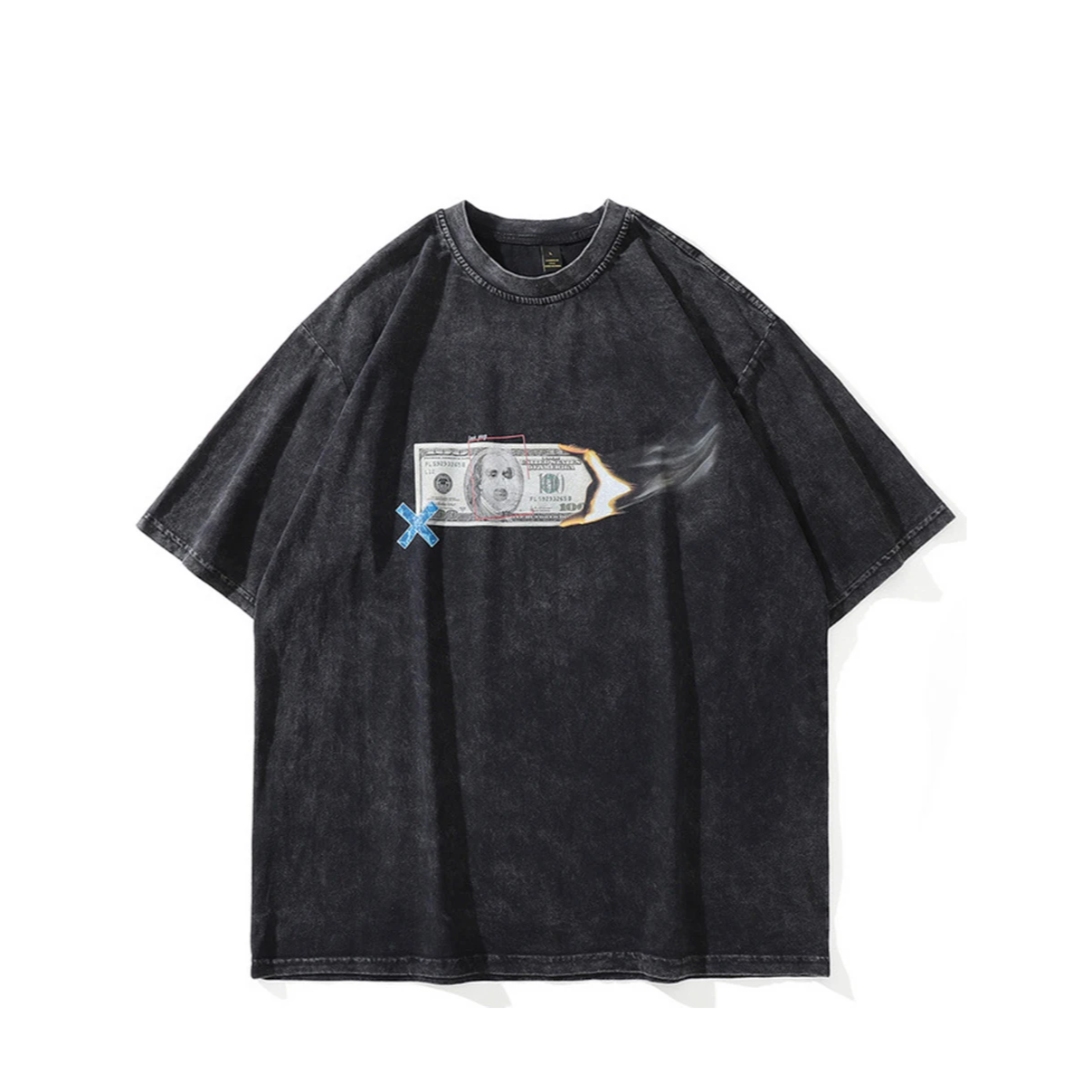 Smokin' Money Acid Washed T-Shirt-streetwear-techwear