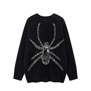 Spider Intarsia Mohair Style Sweater-streetwear-techwear