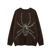 Spider Intarsia Mohair Style Sweater-streetwear-techwear