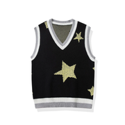 Star Jacquard Sleeveless Vest-streetwear-techwear