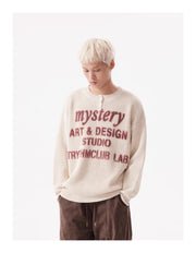 TRYTHM Waffle Knit Slogan Henley Sweater-streetwear-techwear