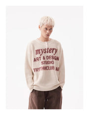 TRYTHM Waffle Knit Slogan Henley Sweater-streetwear-techwear