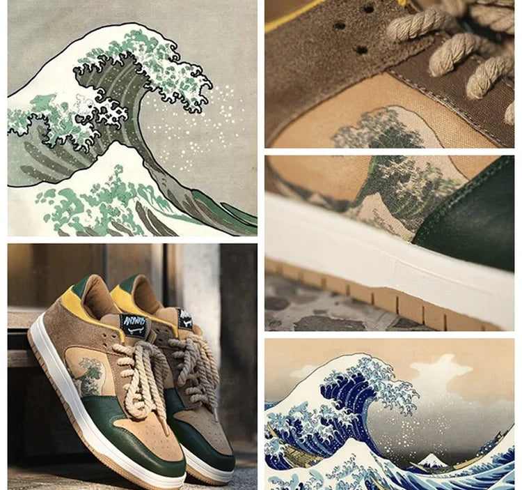 'The Great Wave Off Kanagawa' Inspired Sneakers-streetwear-techwear