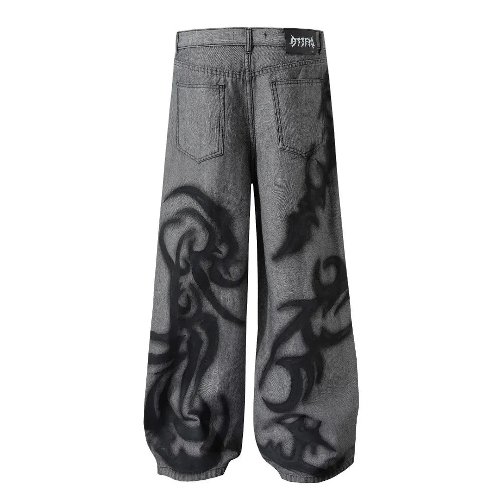 Tribal Graffiti Loose Jeans-streetwear-techwear