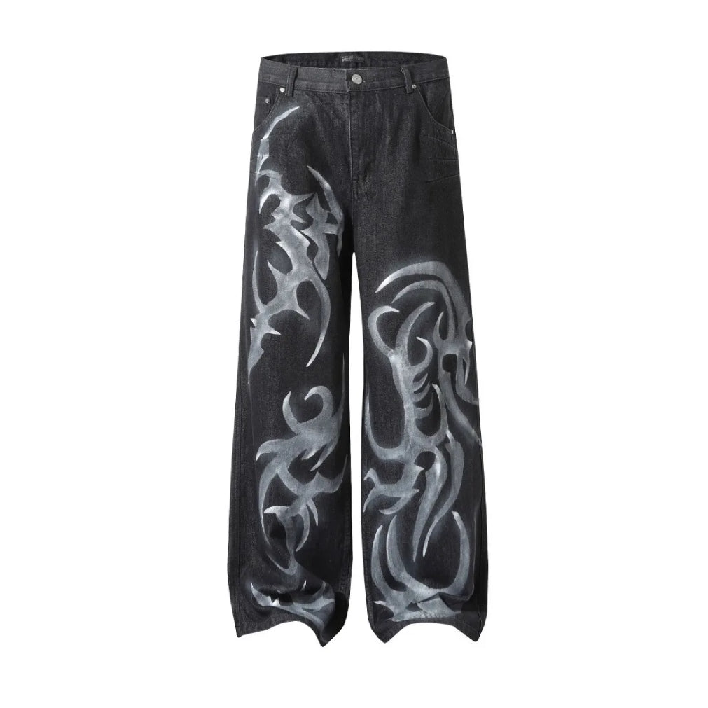 Tribal Graffiti Loose Jeans-streetwear-techwear