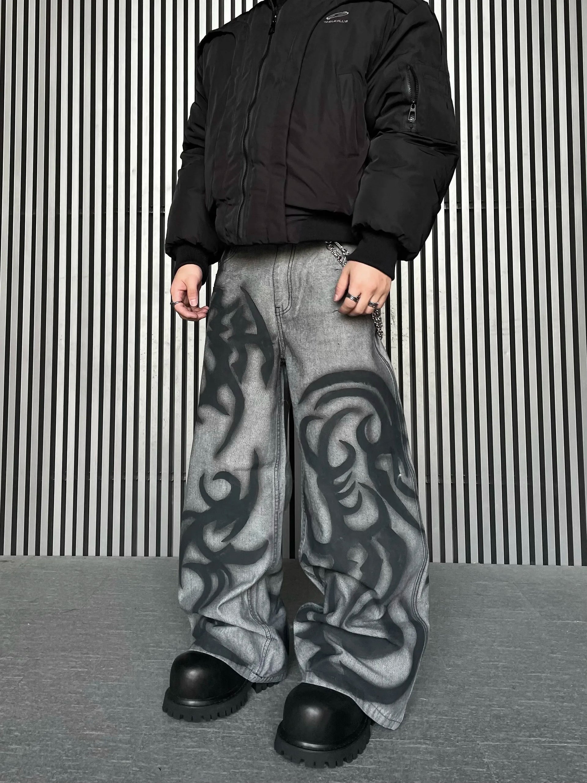 Tribal Graffiti Loose Jeans-streetwear-techwear