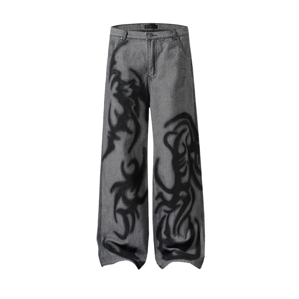 Tribal Graffiti Loose Jeans-streetwear-techwear