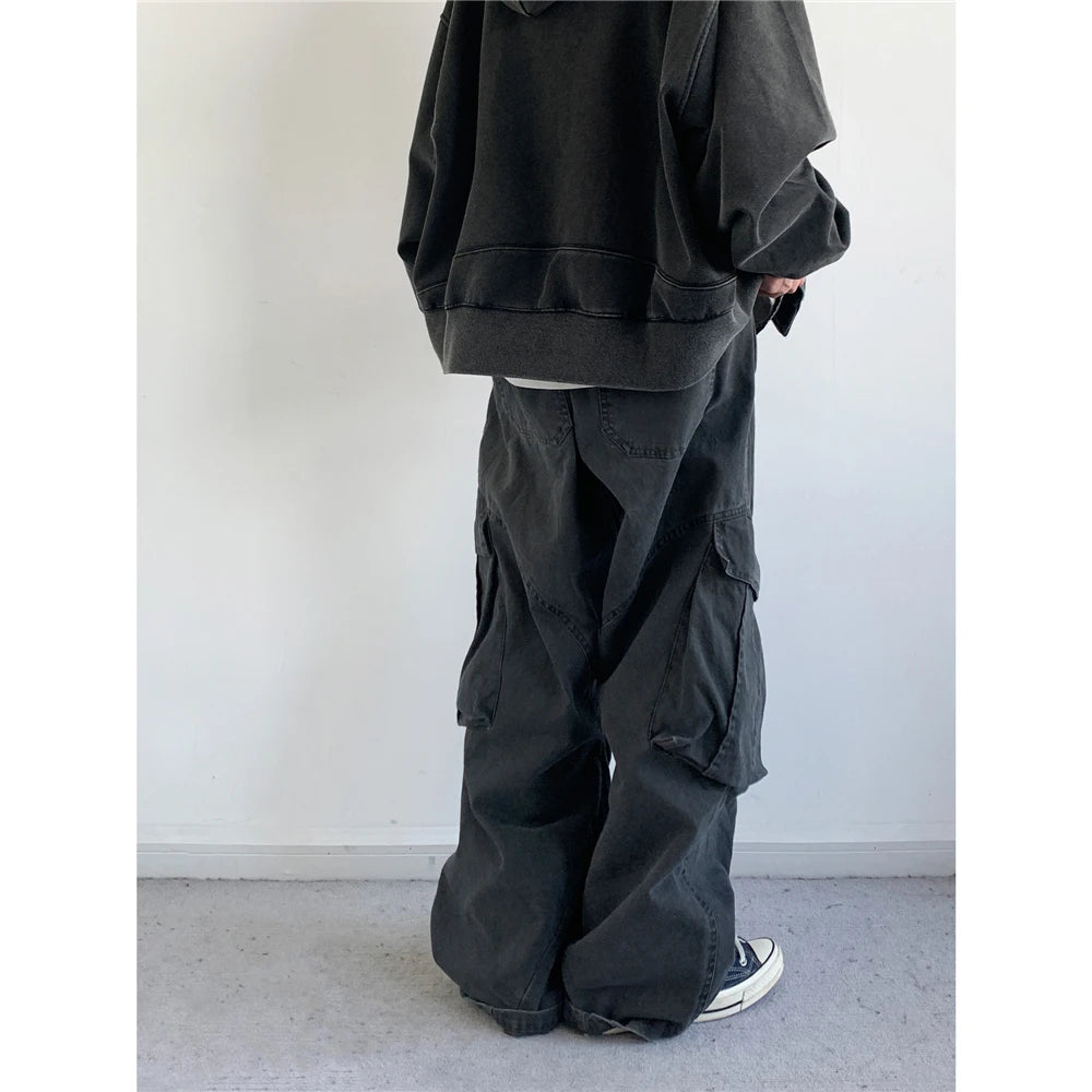 Ultra Baggy Washed Canvas Cargo Pants-streetwear-techwear