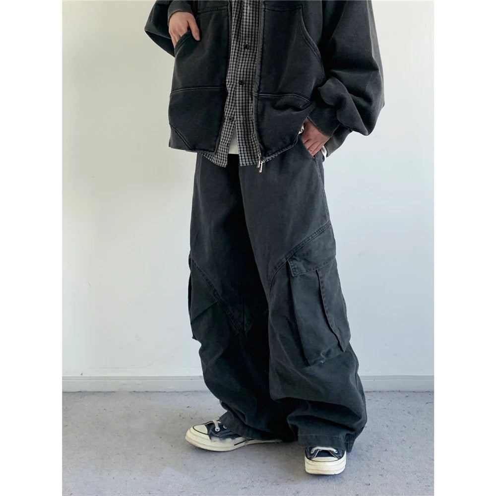 Ultra Baggy Washed Canvas Cargo Pants-streetwear-techwear