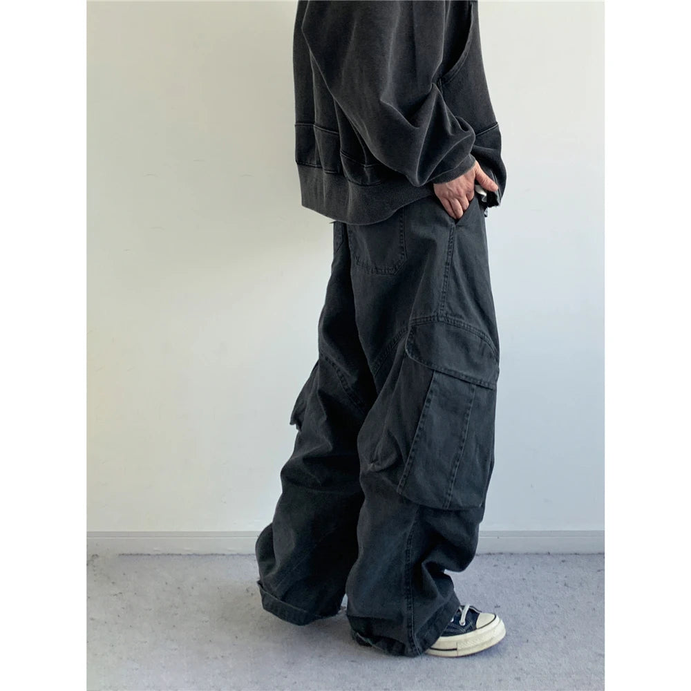 Ultra Baggy Washed Canvas Cargo Pants-streetwear-techwear