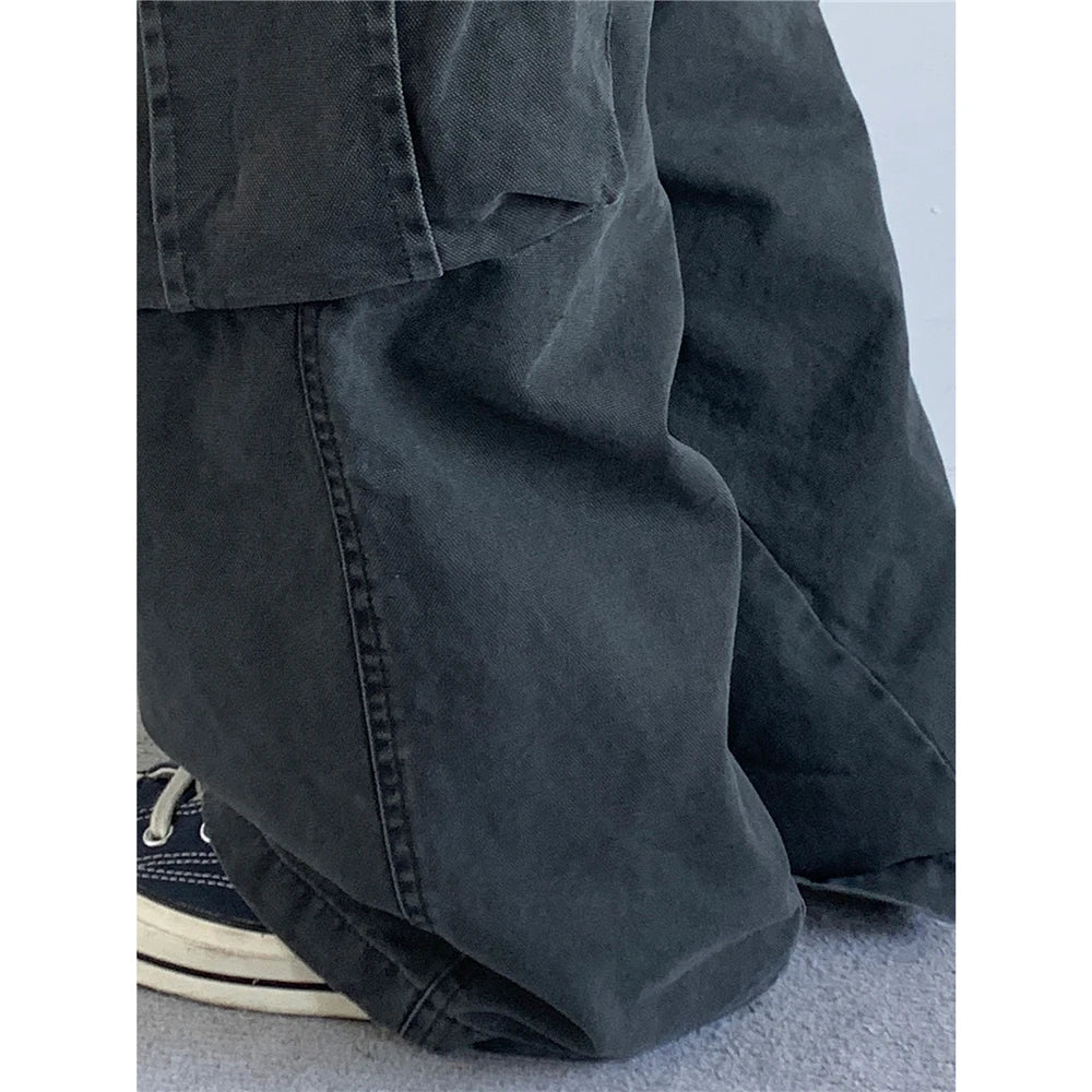 Ultra Baggy Washed Canvas Cargo Pants-streetwear-techwear