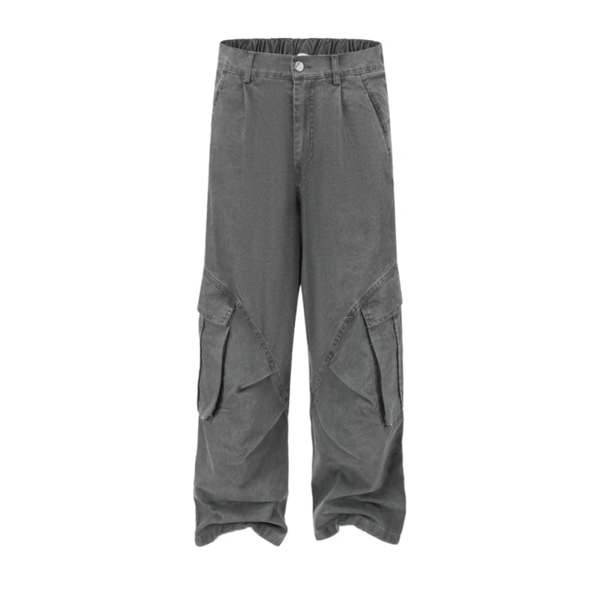 Ultra Baggy Washed Canvas Cargo Pants-streetwear-techwear