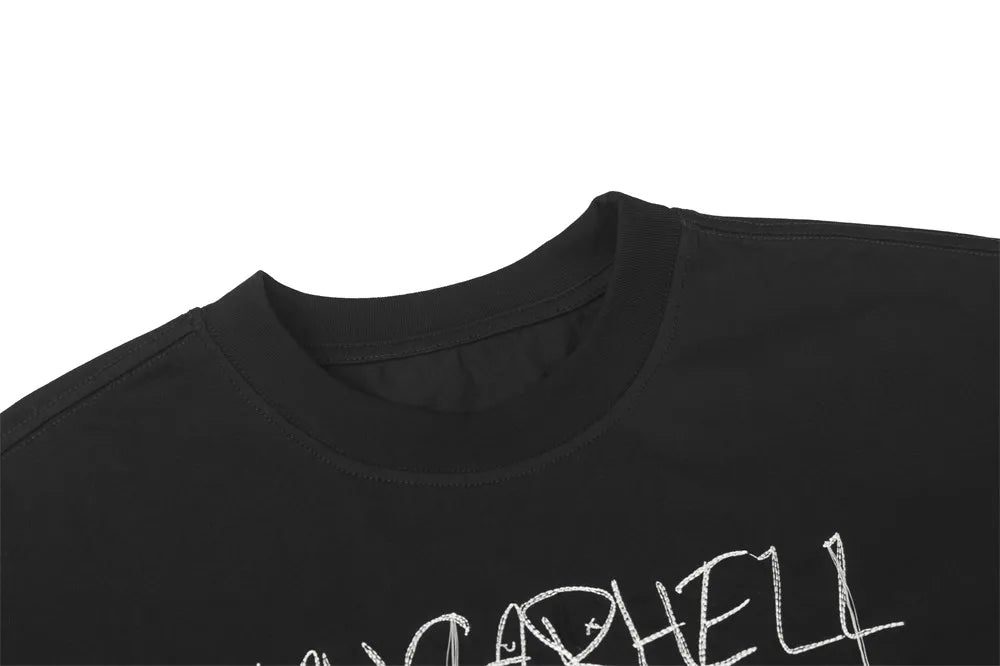 VANCARHELL 'Create Your Life' Embroidered Loose Thread T-Shirt-streetwear-techwear