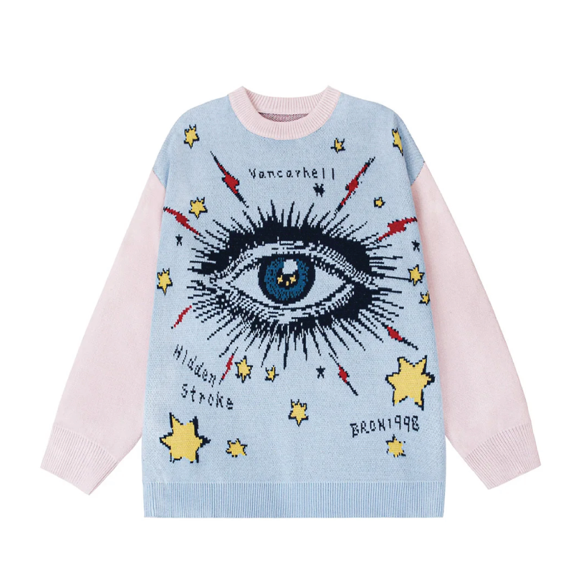 VANCARHELL 'Evil Eye' Intarsia Knit Sweater-streetwear-techwear