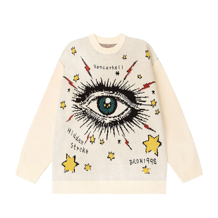 VANCARHELL 'Evil Eye' Intarsia Knit Sweater-streetwear-techwear