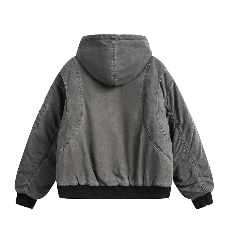 Vintage Look Garment Dyed Hooded Jacket-streetwear-techwear