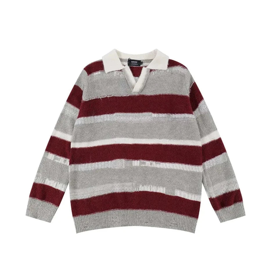 Vintage Striped Rugby Sweater-streetwear-techwear