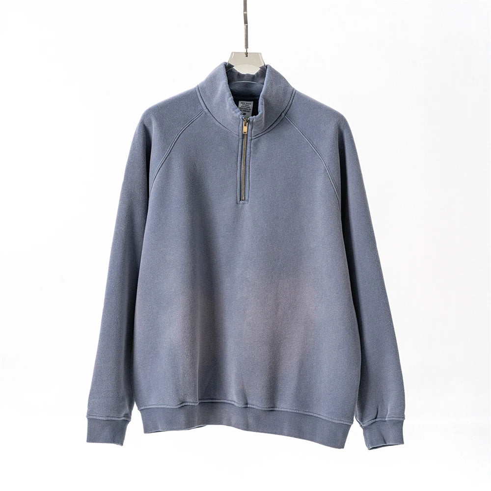 Vintage Wash1/4 Zip Sweatshirt-streetwear-techwear