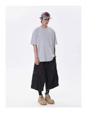 Wide-leg Calf-length Cargo Shorts-streetwear-techwear